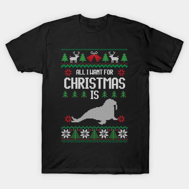 All I Want For Christmas Is Walrus Funny Xmas Gift T-Shirt by Tilida2012